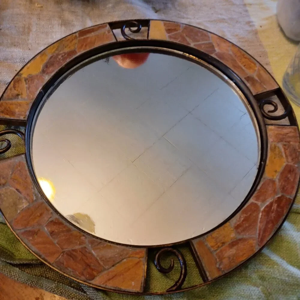 Pier 1 Vintage metal and stone mirror